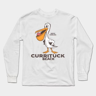 Currituck Beach, NC Summertime Vacationing Pelican & Fish Long Sleeve T-Shirt